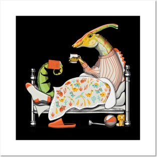 Dinosaur Parasaurolophus in Bed Posters and Art